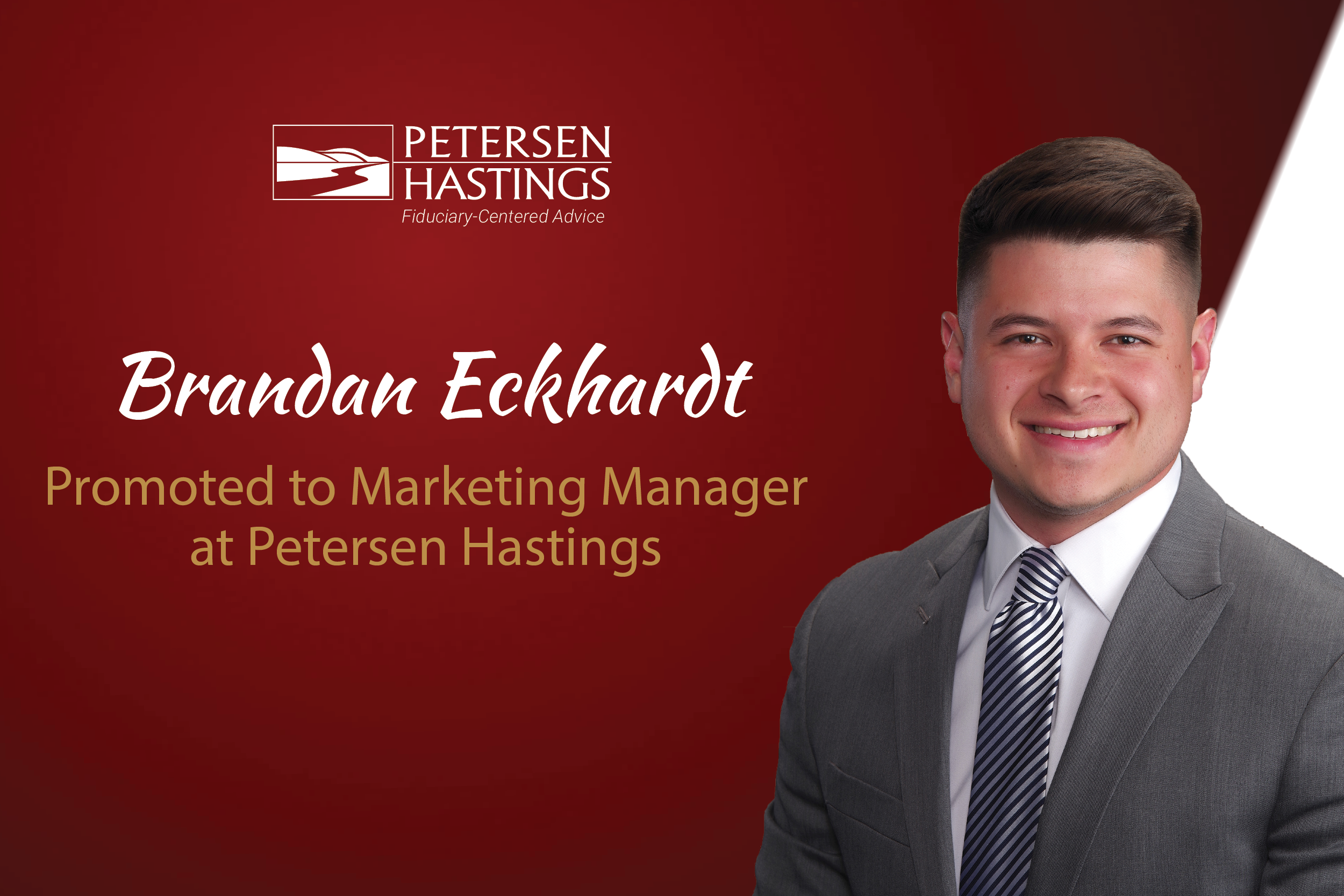 Brandan Eckhardt headshot graphic promoting him as Marketing Manager