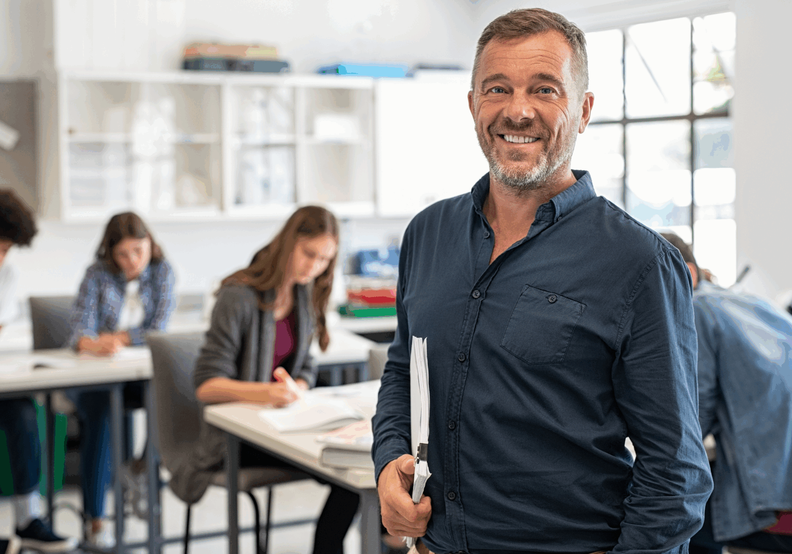 Male College Professor Posing Smiling
